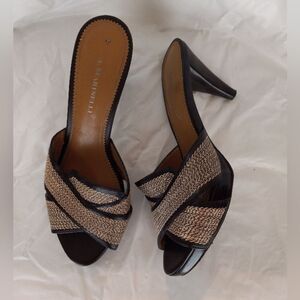 A. Marinelli Size 8M Brown Slides Synthetic Women Sandal Shoes